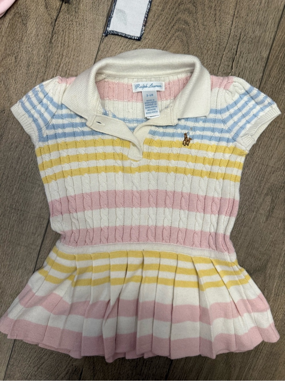 Ralph Lauren Girls' Striped Polo Dress in Pink, Yellow & Blue